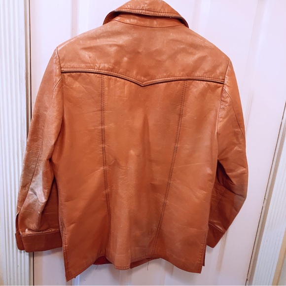 Vintage Distressed Leather Jacket 70’s Retro - Picture 8 of 8